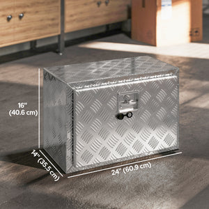 24 Inch Underbody Truck Tool Box, Heavy Duty Aluminum Tool Box, Storage Toolbox Chest Organizer with Lock and Keys