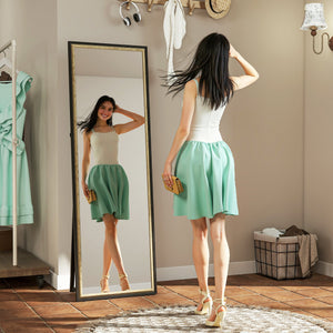 Full Length Mirror, 64" x 21" Rectangle Full Body Mirror with Dual-Tone Frame for Bedroom, Black