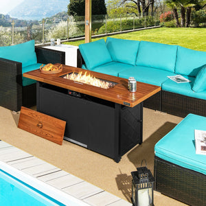 57 Inch 50 000 BTU Rectangular Propane Outdoor Fire Pit Table-Brown view 2