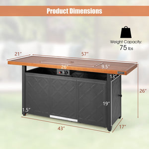 57 Inch 50 000 BTU Rectangular Propane Outdoor Fire Pit Table-Brown view 4