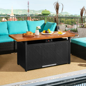 57 Inch 50 000 BTU Rectangular Propane Outdoor Fire Pit Table-Brown view 8