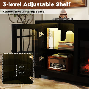 58 inches Fireplace TV Stand with LED Lights and 18 inches Electric Fireplace-Black view 9