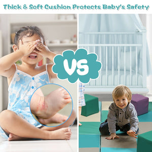 58 Inch Toddler Foam Play Mat Baby Folding Activity Floor Mat-Light Blue view 9