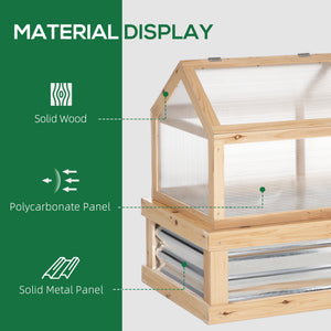 Raised Garden Flower Bed Kit with Greenhouse, Wooden Cold Frame Planter with Open Roofs, 48" x 24" x 32" – view 5