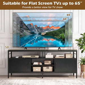 58 Inch Industrial TV Stand with Cabinets and Adjustable Shelf for TVs up to 65 Inch-Black view 9