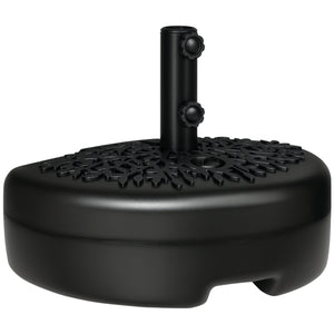 Plastic Half Round Umbrella Base, Sand or Water Filled Half Patio Umbrella Stand Holder 40lb Water or 46lb Sand, Black