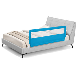 59 Inch Extra Long Folding Breathable Baby Children Toddlers Bed Rail Guard with Safety Strap-Blue view 4