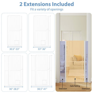 59” Extra Tall Pet Gate Heavy-Duty Metal Cat Gate with Wide Opening-White view 8