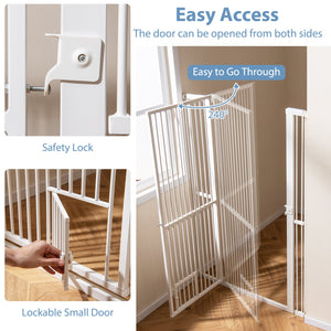 59” Extra Tall Pet Gate Heavy-Duty Metal Cat Gate with Wide Opening-White view 9