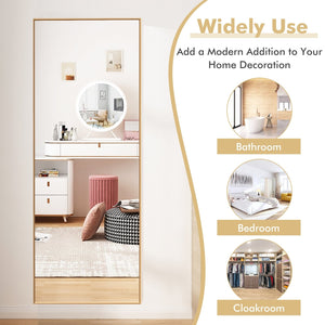 59 Inch Full Length Mirror Large Rectangle Bedroom Mirror-Golden view 5
