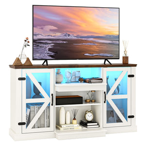 59 Inches Media Console Table with 3-Level Shelves and 22 Dynamic Modes-White view 4