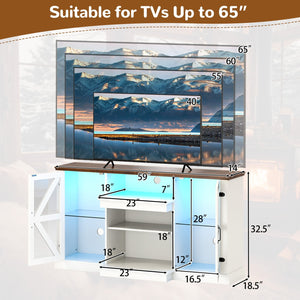 59 Inches Media Console Table with 3-Level Shelves and 22 Dynamic Modes-White view 5