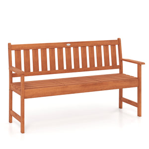 59 inches Outdoor Wood Garden Bench with Pull-Out Center Table view 4