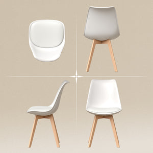 Modern Dining Table Chairs Set of 4, Rubber Wood Kitchen Table Chairs with PU Leather Cushion for Living Room, Bedroom