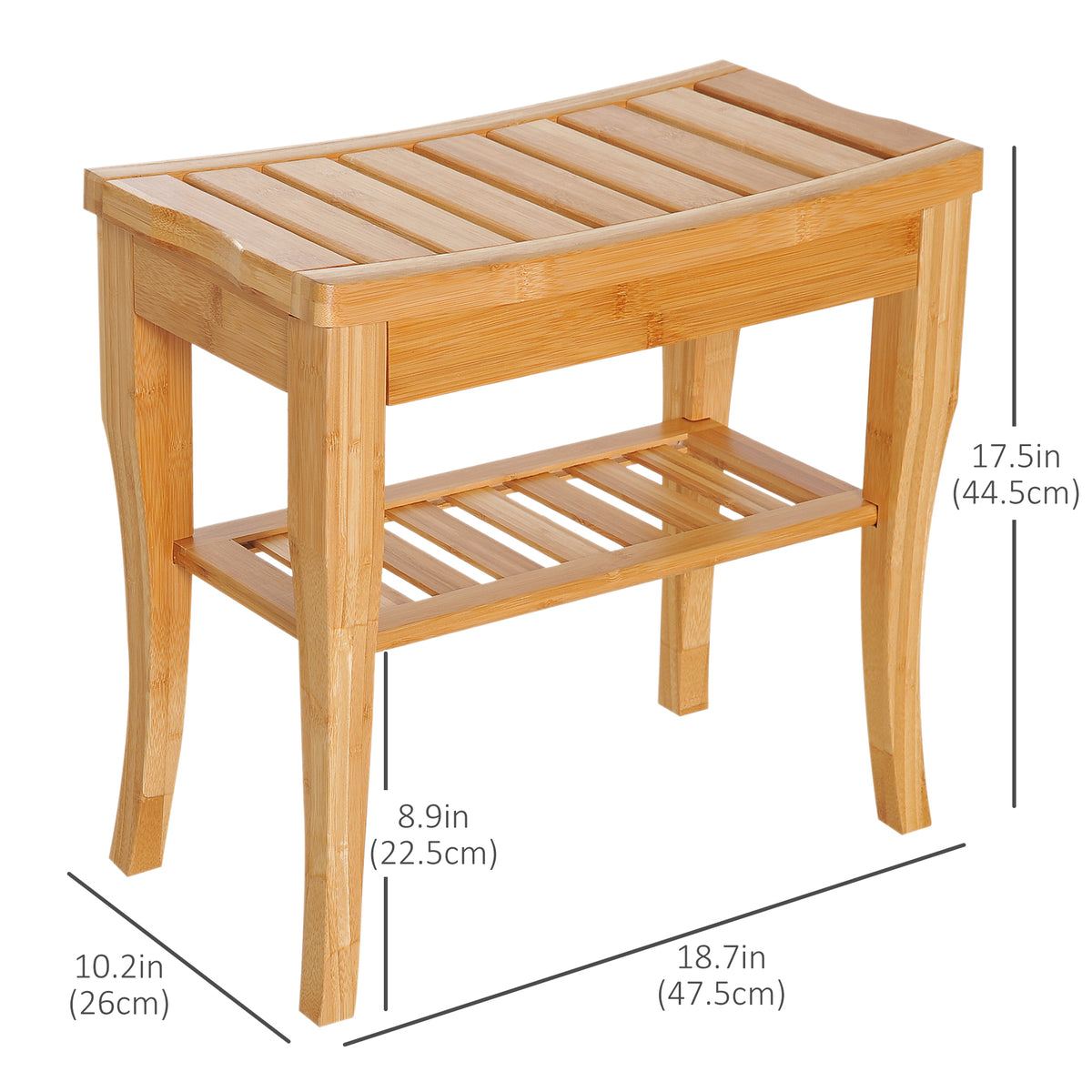 20" Bamboo Shower Bench Bathroom Stool Spa Bath Seat Organizer Storage Shelf
