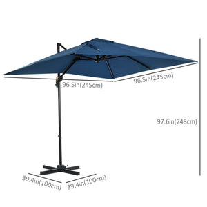 8' x 8' Square Patio Hanging Offset Umbrella with 360° Rotation – view 8