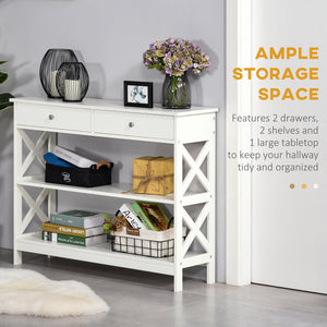 39" Console Table, Narrow Entryway Table with Storage Shelves, Drawers and X Frame for Behind Couch – view 10