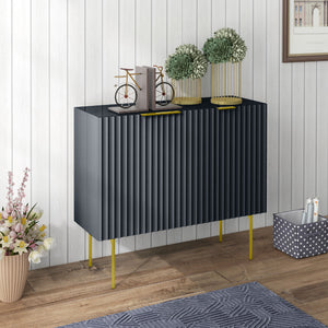 Modern Storage Cabinet Sideboard Buffet Cabinet with Gold Legs for Living Room Dining Room Hallway Black – view 6