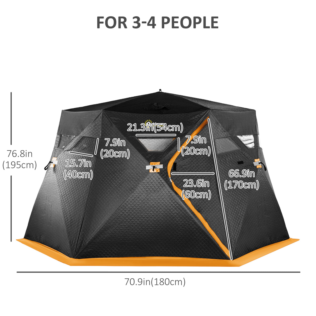 4 Person Insulated Ice Fishing Shelter, Pop-Up Portable Ice Fishing Tent with Carry Bag and Two Doors for – view 2