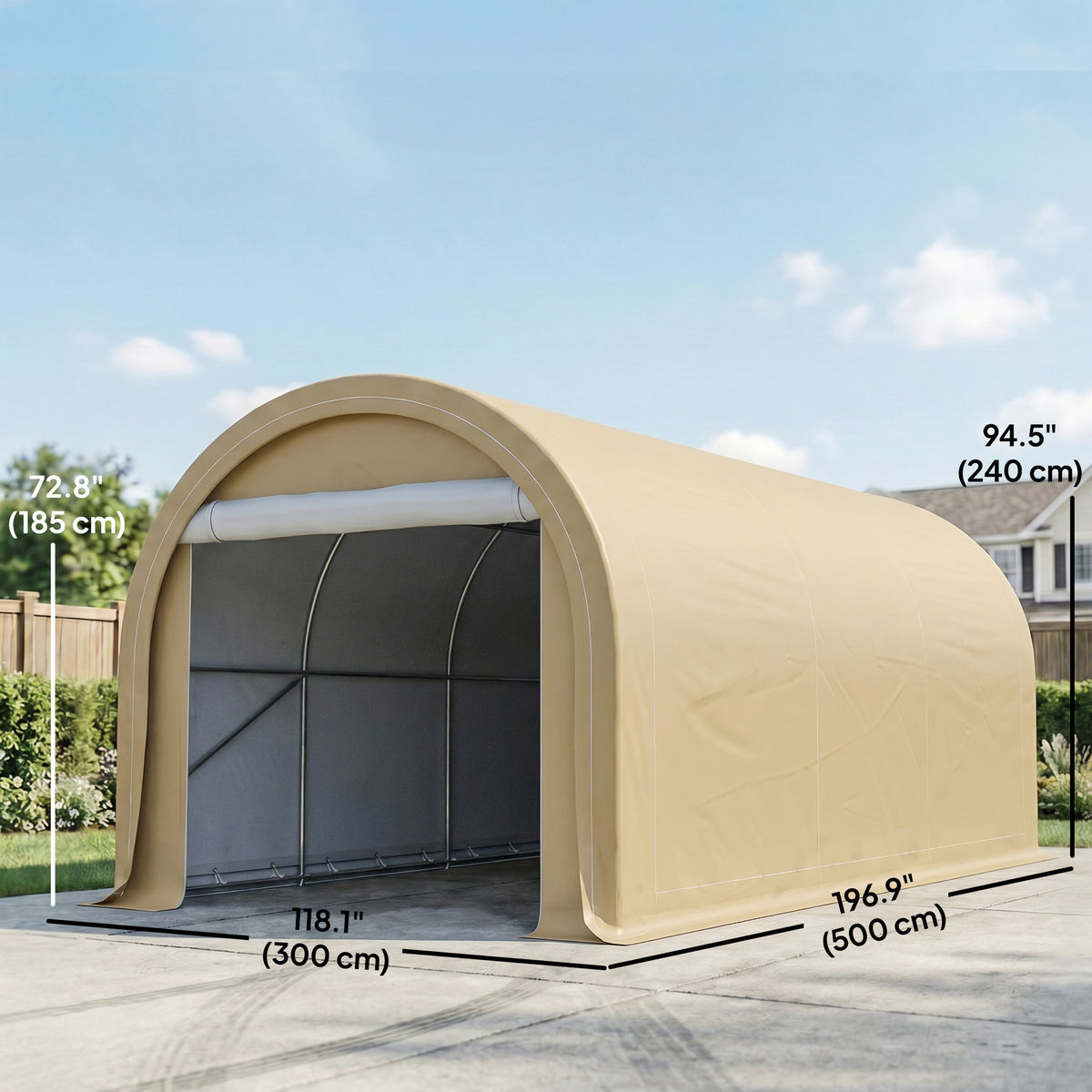 10' x 16' Heavy Duty Portable Carport Tent with Zippered Door, PE Cover for Car, Boat, Motorcycle, Bike – view 2