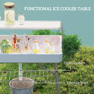 3.4ft Folding Ice Cooler Table with Drain, Outdoor Patio Party Cooler for Drinks – view 10