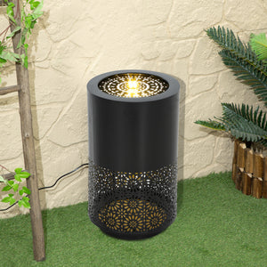 21" Tall Garden Waterfall Fountain with LED Lights, Outdoor Water Fountain Water Feature with Adjustable Flow, Black