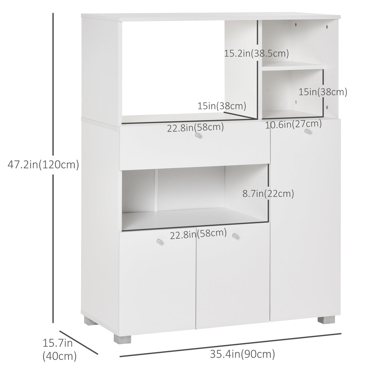 Compact Kitchen Pantry Cabinet Server Hutch Storage Buffet with Microwave Oven Stand Drawer and Shelves – view 2