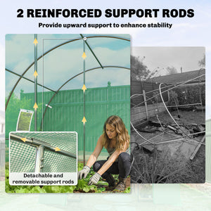 Walk-in Tunnel Greenhouse, Plant Hot House w/ Support Rods, Roll-up Mesh Door, Mesh Windows, 13'x9.8'x6.6' – view 3