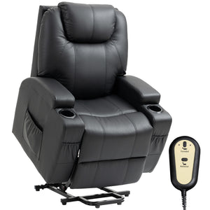 Power Lift Recliner Chair for Elderly, PU Leather Lift Chair with Thick and High Back, Footrest, Remote