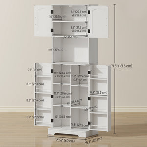 71.5" Tall Pantry Cabinet, Farmhouse Kitchen Storage Cabinet with Adjustable Shelves, 8 Door Spice Racks – view 9