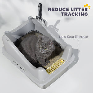 Cat Litter Box Stainless Steel with Metal Litter Scoop, Never Absorbs Odors, Anti Leakage, 17" x 13" x 10" – view 6
