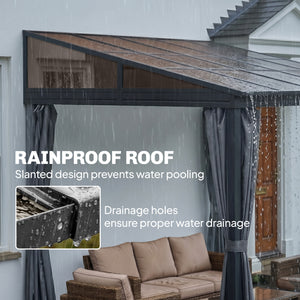 10' x 13' Outdoor Hardtop Pergola Gazebo with Polycarbonate Roof, UV Protection Sun Shelter with Curtains for Garden, Patio and Outdoor Events