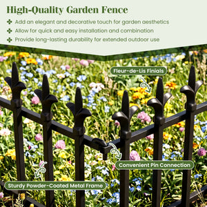 5-Pack/10-Pack Decorative Metal Garden Fence No Dig Landscape Fencing for Lawn-M view 8