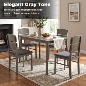 5-Piece Dining Table Set with High Curved Back for 4 People-Gray view 5