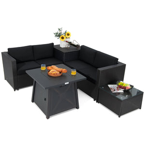 5 Piece Patio Furniture Set with 50000 BTU Propane Fire Pit Table-Black view 4