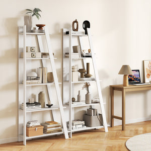 5-Tier Modern Bookshelf Narrow Vertical Display Shelf for Small Space-White view 6