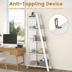 5-Tier Modern Bookshelf Narrow Vertical Display Shelf for Small Space-White view 8