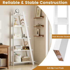 5-Tier Modern Bookshelf Narrow Vertical Display Shelf for Small Space-White view 9