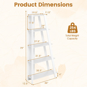 5-Tier Modern Bookshelf Narrow Vertical Display Shelf for Small Space-White view 5