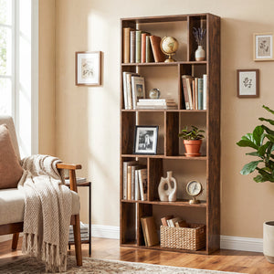 5-Tier Modern Bookshelf with Open Back and 2 Anti-Tipping Kits-Brown view 2