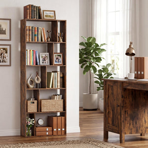 5-Tier Modern Bookshelf with Open Back and 2 Anti-Tipping Kits-Brown view 3