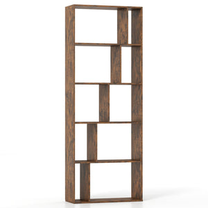 5-Tier Modern Bookshelf with Open Back and 2 Anti-Tipping Kits-Brown