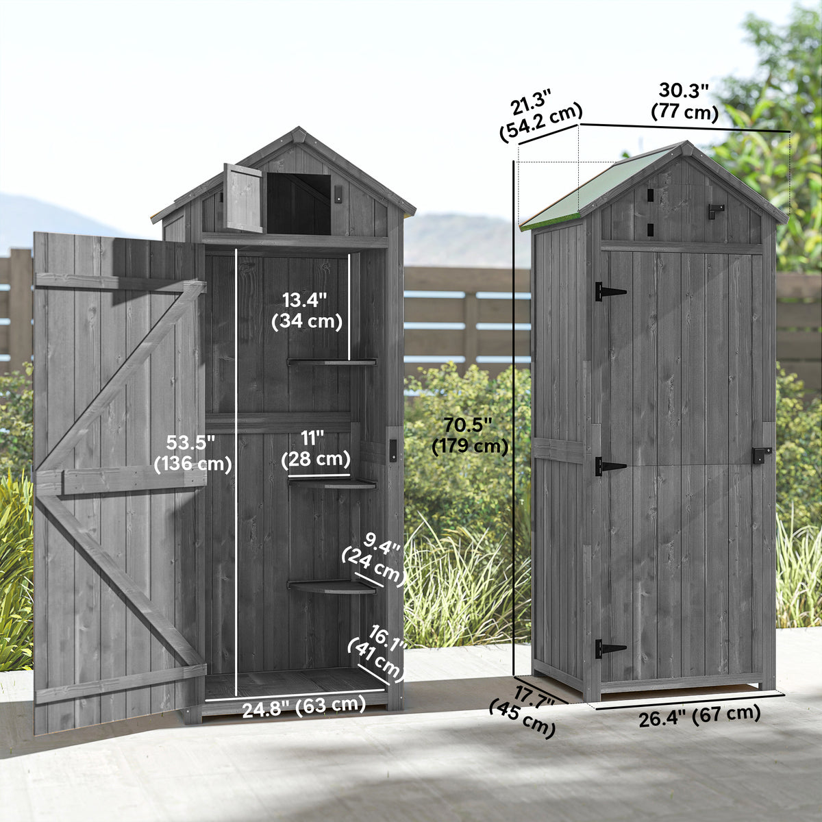 30" x 21" x 71" Garden Storage Shed, Sheds & Outdoor Storage Outdoor Workshop Yard Tool Utility Storage – view 2