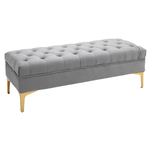 End of Bed Bench, Upholstered Bench, Entryway Shoe Bench with Button Tufted for Living Room, Bedroom, Blue – view 15