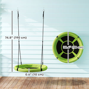 Qaba 100cm Diameter Nest Seat for Kids with Height Adjustable Hanging Ropes for Outdoor, Playground, Garden