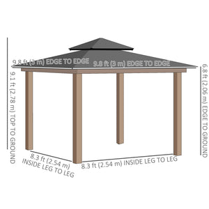 10' x 10' Outdoor Hardtop Gazebo Canopy w/ Double PC Roof, Steel Frame, Nettings – view 9