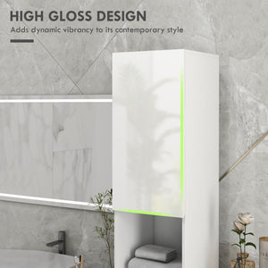 Tall Bathroom Cabinet, High Gloss Storage Cabinet with Doors and Adjustable Shelves, 11.8" x 11.8" x 71.5" – view 10