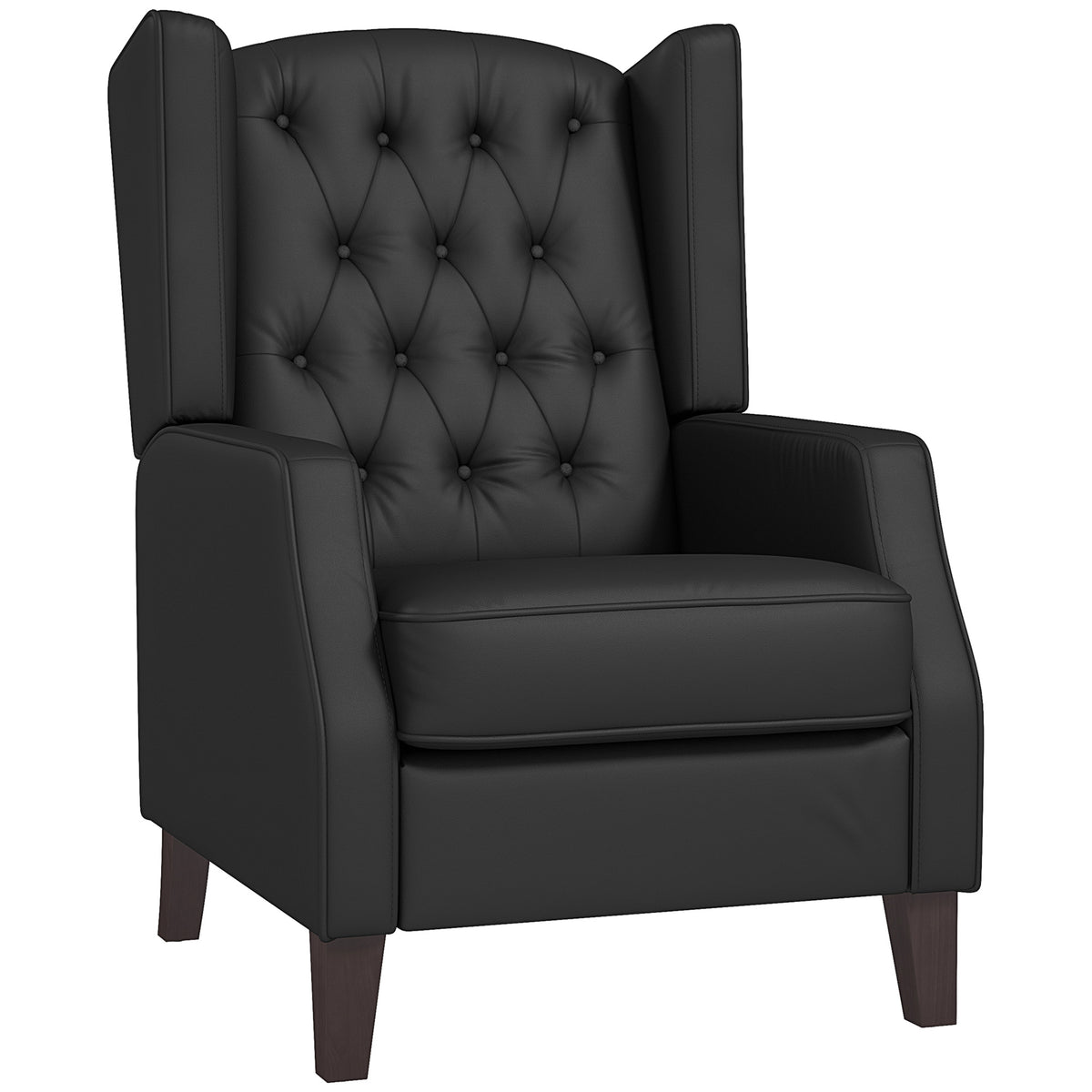 Faux Leather Accent Chair with Thick Padding for Living Room, Bedroom, Home Office, Khaki