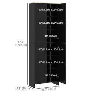 67" 4-Door Kitchen Pantry Cabinet, Freestanding Storage Cabinet Cupboard with Adjustable Shelves, Black – view 2