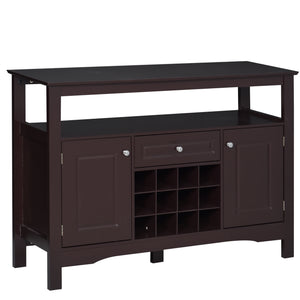 Modern Kitchen Buffet Bar Cabinet Storage Sideboard Dining Server with Drawer & 12-Bottle Wine Rack for
